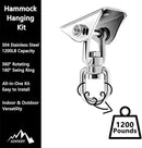 Heavy Duty Hammock Hanging Kit, 360° Rotating 1200 lb Swing Hangers for Hammock Chair Stand, Seat, Porch Swing, Yoga, Tree, Indoor Outdoor Hanging Hardware Sliver | Pack of 2 by GreenHaven Gardens