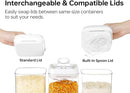 Felli Flip Tite Food Storage Container with Scoop & Lid 5" LARGE Airtight Ring Top, Acrylic Canister Jar for Sugar Flour Baking Powder Protein Rice Pasta Kitchen Organizer Gift Set (10pk, Variety) by TinyTreasures Baby Boutique