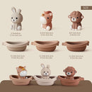 Nueplay Bathtub Toys for Toddlers 18M+，Baby Bath Toys with Animal Finger Puppets，Stackable Boat Train，Gift for Baby & Toddlers Set of 6 by TinyTreasures Baby Boutique