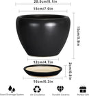 Ceramic Planter Pot - 8 Inch Plant Pot with Drainage Hole and Saucer Round Planter for Indoor Plants Modern Outdoor Flower Pot for House Balcony Black by GreenHaven Gardens