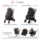 Stroller Sun Shade - Universal UV Protection Cover for Strollers Sunshade with See Through, Clip-On Sun Blocker, Sun Shield for Baby, Breathable Adjustable Fit, Full Coverage, Medium by TinyTreasures Baby Boutique