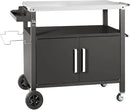 Dining Cart Table with Big Storage Cabinet, Movable Outdoor BBQ Grill Table Pizza Oven Stand, Kitchen Cart Island Multifunctional Food Prep for Inside and Outside by CozyNest Decor
