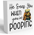 Funny Sea Turtle Bathroom Decor, Bathroom Beach Decoration, Are You Pooping Sign Funny Ocean Turtle Decor, Wooden Box Decor Sign for Home Farmhouse Office Living Room Table Shelf Tiered by CozyNest Decor