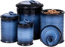 Nihow Food Storage Jar Sets: Ceramic Container with Air Tight Lid for Flour/Sugar/Rice/Coffee/Cookies/Candy - Seal Damp-proof Canister for The Kitchen Counter - Set of 4 （Blue & Black） by CozyNest Decor