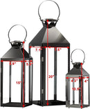 MATICO Stainless Decorative Pinnacle Candle Lantern Set of 3, Hanging Decor Hurricane Lantern Candle Holder for Festival Ceremony Home Decor, Both Indoor & Outdoor Use, Black by CozyNest Decor