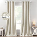 MIULEE 100% Blackout Linen Textured Curtains for Bedroom Solid Thermal Insulated Cream Grommet Room Darkening Curtains & Drapes Luxury Decor for Living Room Nursery 52 x 120 Inch (2 Panels) by TinyTreasures Baby Boutique