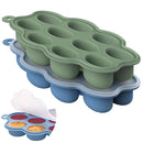 Baby Food Storage Container 2 Pack Silicone Freezer Tray Breast Milk Molds for Homemade Baby Food, Fruit Purees, Vegetable - Keep Your Baby's Meals Fresh and Safe (Matte Blue + Green) by TinyTreasures Baby Boutique
