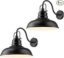 zeyu 2 Pack Dusk to Dawn Outdoor Wall Sconce, Gooseneck Barn Light Fixtures for Front Porch, Exterior Wall Mount Light in Matte Black Finish, 016-1BL-PC-2 BK by CozyNest Decor