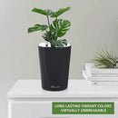 Dexceder 6x7 Self Watering Planter Indoor Outdoor, High Gloss Table Flower Plant Pot with Water Level Indicator (Black) by GreenHaven Gardens