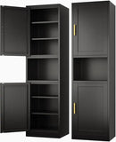 Tall Narrow Storage Cabinet 66.93" H Tall Bathroom Cabinet Metal Pantry Cabinets, 4 Adjustable Shelves for Kitchen, Home Office, Living Room, Dinning Room (16 inches Wide Black) by CozyNest Decor