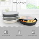 greenandlife 9 Inch 4PCS Divided Plates with Lids, Portion Control Plates for Kids Adults, Dishwasher Microwave Safe Compartment Plate, Unbreakable Lightweight Reusable Wheat Straw Plate, Grey Black by CozyNest Decor