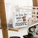 Funny Highland Cow Bathroom Decor Are You Pooping Sign Highland Cow Gifts for Women Highland Cow Nursery Decor, Wooden Box Decor Sign for Home Farmhouse Office Living Room Table Shelf Tiered by CozyNest Decor