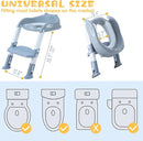 Potty Training Toilet Chair Seat with Step Stool Ladder for Kids and Toddler Boys Girls - Foldable Height Adjustable Children Toilet Training Seat with Safe Handles & Anti-Slip Pads, White-Grey by TinyTreasures Baby Boutique