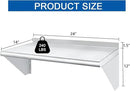 HARDURA Stainless Steel Shelf 14" x 24", 240lb Commercial Shelves Wall Mount Metal Shelving with Backsplash and Brackets for Kitchen, Restaurant, Laundry Room and Home by CozyNest Decor
