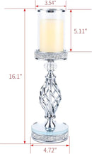Hanjue Crystal Candle Holders for Pillar Candle, Metal Crystal Candle Holder for Home Decor, Centerpieces, Coffee Dining Table CH0509 (Silver (L)) by CozyNest Decor