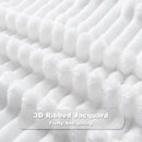 NEWCOSPLAY Super Soft Twin Blanket White Premium Silky Flannel Fleece 3D Ribbed Jacquard Lightweight Bed Blanket All Season Use (White Ribbed, Twin(60"x80")) by CozyNest Decor