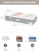 StorageWorks Extra Large Under Bed Storage Containers with Handles and Label Holder, 2 Pack Ultra-thick Fabric Underbed Bins, Closet Organizer for Clothes, Blankets, Sweater by CozyNest Decor