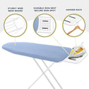 Full Size Ironing Board with Iron Rest, Heavy Duty Compact Ironing Board 43"x13" with Thick Cover and Pad, Height Adjustable Sturdy Iron Stand, Blue by CozyNest Decor