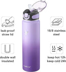 Enerbone 32 oz Insulated Water Bottle, Stainless Steel Bottle with Carrying Strap, Double-Wall Vacuum Insulation Design, Leakproof Sports Bottle with Straw, Keep Drinks Cold or Hot for Hours by CozyNest Decor