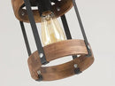 Rustic Farmhouse Wood Pendant Light Fixture One-Light Adjustable Chain Oak Wood and Metal Lantern Drum Small Pendant Lighting for Kitchen Island Sink Hallway Farmhouse Bathroom Bar, Black by CozyNest Decor