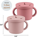 Snack Containers for Toddlers, Kids - 2 Pack Food Grade Silicone Snack Cups with Grip Handle (Blush/Mauve) by TinyTreasures Baby Boutique