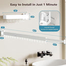 JAUREE Clothes Drying Rack Wall Mounted, Laundry Drying Rack Collapsible, Space Saving Wall Drying Rack Clothing Foldable, Tri-Fold Retractable Rack Outdoor Indoor with 18 Hooks, White by TinyTreasures Baby Boutique