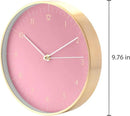 LUUK LIFESTYLE Elegant Wall Clock with Silent Movement, Modern and Minimalist Design, Gift idea for Moving-in, Decoration, in Pink and Gold by CozyNest Decor