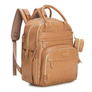 BabbleRoo Leather Diaper Bag Backpack - Baby Essentials Travel Baby Bag, Multi function, Waterproof, with Changing Pad, Stroller Straps & Pacifier Case – Unisex, Light Brown by TinyTreasures Baby Boutique