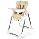BABY JOY High Chair for Babies & Toddlers, Foldable High Chair w/Adjustable Height/Backrest/Footrest, Double Removable Tray, Book Holder & Storage Bag, Highchair for 6-36 Months Girls Boys (Beige) by TinyTreasures Baby Boutique