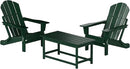 WO Home Furniture Adirondack Chairs Table Set of 3 PCS Outdoor Folding Chairs Coffee Table Weather/UV Resistant for Lawn, Garden, Bon Fire, Balcony (Dark Green) by GreenHaven Gardens