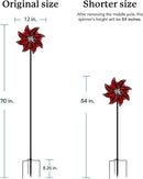 Wind Spinners Outdoor - Red Metal Windmill with Stake for Yard and Garden, Kinetic Wind Sculptures & Spinners, Gift Decor Ideas for Garden Lovers (12" W x 70" H) by CozyNest Decor