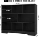 Book Shelf Set of 2, 8 Cubes Storage Organizer, Freestanding Balck Bookshelf Cube Shelf for Bedroom, Living Room, Home Office, 3-Tier Open Bookshelf Wooden Bookcase by CozyNest Decor