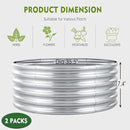 FORTUNO High Round Galvanized Raised Garden Bed Kit Box Dia 3 x H 1.5Ft (2 Pack) Metal Outdoor Flower Bed Steel Patio Ground Planter for Planting Vegetables and Herb, Silver