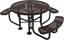 Heavy-Duty Portable Outdoor Picnic Table with Umbrella Hole, Punched Steel Patio Dining Furniture Made in America (46" Round Top, Brown) by CozyNest Decor