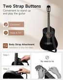 Moukey 38" Acoustic Guitar for Beginners Kids Youth Adult Dreadnought Guitarra Acustica Kit with Chord Poster, Gig Bag, Tuner, Picks, Nylon Strings, Capo, Strap - Black by TinyTreasures Baby Boutique