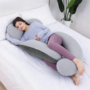 AS AWESLING 60in Full Body Pillow | Nursing, Maternity and Pregnancy Pillow | Extra Large U Shape Pillows with Detachable Side, Separate Support Pillow and Removable Cover (Velvet and Jersey Grey) by TinyTreasures Baby Boutique