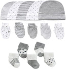 Newborn Baby Boy Girl Caps Mittens Socks Set Cotton Baby Essentials Accessories (Hats+Gloves+Socks) by TinyTreasures Baby Boutique