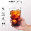 100 Pack - 20 oz Clear Plastic Cups with Lids and Straws, Sturdy & Food Safe Iced Coffee Cups with lids, Disposable Plastic Smoothie Cups for Cold Drinks by TinyTreasures Baby Boutique