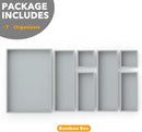 SpaceAid 7-Piece Bamboo Drawer Organizer Storage Boxes Set, Wood Tray Junk Drawer Organizers Multi-Use Divider Bins for Kitchen, Bathroom, Office Desk and Makeup Organization (7 Pack, Gray) by CozyNest Decor