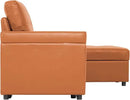 Naomi Home L-Shaped Reversible Sectional Sofa with Pull-Out Sleeper Bed and Storage Chaise, Caramel Air Leather by CozyNest Decor