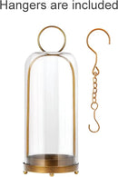 20" High Versatile Modern Metal Hurricane Lantern with Handmade Sturdy Glass Dome for Pillar Candle & Plants (Brass, 7.5"x20") by CozyNest Decor