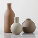 Ceramic Vase Set of 3, Vases Home Decor Rustic Farmhouse Decorative Vase Pottery Vases for Bouquet Pampas Grass Dried Fresh Flowers, Table Living Room Kitchen Bedroom Bathroom - Brown by CozyNest Decor