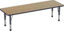 FDP Rectangle (24 x 60 inch) Classroom Table with Adjustable Chunky Toddler Legs (15-24 in); Preschool, Kinder and Daycare Furniture - Pasadena Oak Top/Navy Edge and Legs by CozyNest Decor