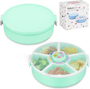 Kids' Rotating Snack Container Set – 2-Pack, Includes 1 Rotating Snack Container & 1 Round Sectioned Snack Box, BPA-Free, Dishwasher Safe, Perfect for Travel-Green by TinyTreasures Baby Boutique