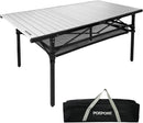 Large Folding Camping Table Aluminum with Storage for 4-6 People 55"X27.5" Roll Up Tall Outdoor Portable Table Lightweight with Carry Bag for Picnic BBQ Backyard Beach by GreenHaven Gardens