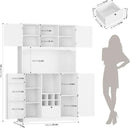 FINETONES 71" Pantry Cabinet with 7-Color LED Light and Charging Station, Kitchen Pantry Cabinet with Microwave Stand, Kitchen Hutch Food Storage Cabinet with Outlet and Wine Racks, White by CozyNest Decor