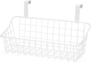 LeleCAT White Basket with hook Grid Storage Basket, Hang it behind a door or on a railing,Over the Cabinet Door,1 Pack by CozyNest Decor
