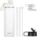 DRINCO Stainless Steel Water Bottle Spout Lid Vacuum Insulated Double Wall Water Bottle Wide Mouth (40oz 32oz 22oz 18oz 14oz) Leak Proof Keeps Cold or Hot (22 oz, 22oz Artic White) by CozyNest Decor