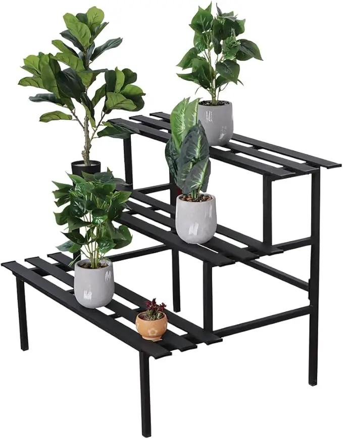 Versatile 3-Tier Metal Plant Stand, Ladder Designed, Heavy-Duty Utility Storage Rack for Indoor & Outdoor Use, Decorative Plant Display for Home, Garden, Patio, and Balcony., photo 2 of 7