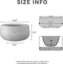 Kante 15.7" Dia Round Concrete Planter, Outdoor Indoor Garden Plant Pots with Drainage Hole and Rubber Plug, Modern Curvaceous Design, Natural Concrete by GreenHaven Gardens